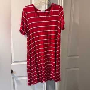 Red Striped Midi Dress
